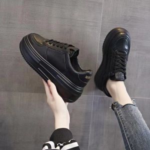 Sepatu Sneakers Wanita Import Kekinian Hitam Polos Fashion Korean Style SW51