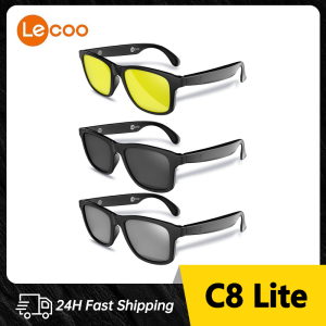 Lenovo Lecoo C8 Lite Headset Kacamata Pintar Nirkabel Bluetooth 5.3 Kacamata Hitam Headphone Olahraga Luar Ruangan Panggilan Musik Anti Cahaya Biru Kacamata Bluetooth Terpolarisasi