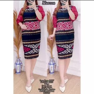 DRES TENUN JEPARA KOMBINASI LENGAN BROUKAT