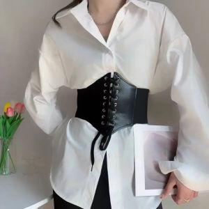 Womens Fashion Corset Wide Belts Faux Leather Shaping - Elastic High - Waist Slimming & Body - Shaping for Daily Wear