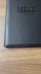 Bìa menu da PVC khổ A5(KT ruột 140x250mm)  loại 10 lá màu đen cho nhà hàng