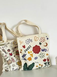 กระเป๋าผ้าใบ Canvas Shoulder Bag สำหรับผู้หญิง กระเป๋าซิปขนาดใหญ่แบบลำลองสำหรับการเดินทางไปทำงาน กระเป๋าช้อปปิ้งสำหรับนักเรียน