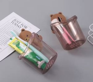 แก้วใส่แปรงสีฟันหมี ที่ใส่แปรงสีฟัน ทีแขวนของ ลายหมีน้อย ที่วางยาสีฟัน ที่เก็บแปรงสีฟัน กล่องเก็บอุปกรณ์ในห้องน้้ำ