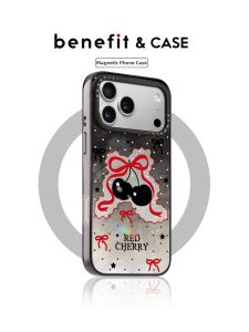 Sweet and Cool Style Bow and Cherry Design Magnetic Phone Case with Scratch Resistance