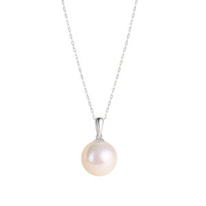 QINGXIANGTAI | Natural Freshwater Pearl Necklace Round Bright Lustrous S925 Silver Pendant