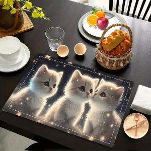 VIKAMA Starry Sky Cute Cat Placemat Waterproof and Oil-Resistant Restaurant Picnic Afternoon Tea Instagram-Style Healing Decor