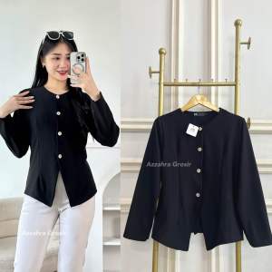 Eurigo - Carmen Top Atasan Lengan Panjang Hijab Friendly Blouse / Blazer Wanita Korean Style / Atasan Wanita Trendy Casual Basic Ailee