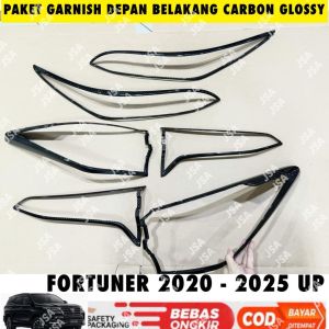 Paket Garnish Depan Belakang All New Fortuner 2020 2024 2025 Carbon Glossy .