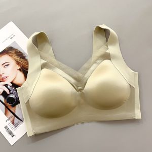 983 Satin Mulberry Silk Seamless Intimates Womens Summer Thin Natural-looking Integrated Fixed Cup Vest Bra