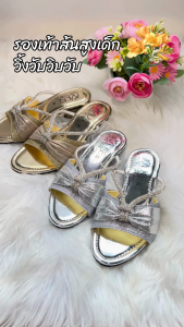 รองเท้าส้นสูงเด็กหญิง สีทอง สีเงิน สายคาดเงาแฟชั่น พื้นวิ้ง กลิตเตอร์ – สำหรับงานปาร์ตี้ & งานแสดงโรงเรียน & งานเลี้ยง