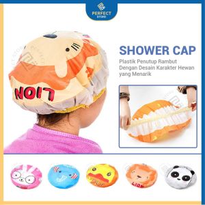 Shower Cap Krakter Penutup Rambut Saat Mandi Pelindung Rambut Waterproof Anti Basah Topi Kramas Unik Dan Lucu