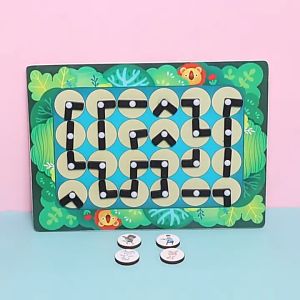 Wooden forest animals explore routes maze matching spatial thinking training puzzle line board game