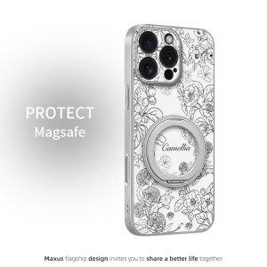 เคสโทรศัพท์มือถือ Apple 16 pro Max 15 15 pro 14 pro 13 pro 12 pro แบบป้องกันการตกหล่นแบบเต็มจอพร้อมขาตั้งแม่เหล็ก ปกป้องสไตล์ผู้หญิง