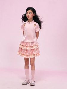 LOVESASAKIDS | New Chinese Style Collar Stand Heart-shaped Lace-up T-shirt Shiny