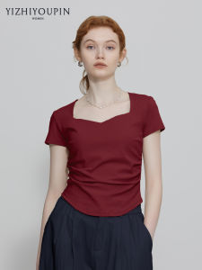 Stylish Heart-Neck Short Sleeve T-Shirt Slim Fit