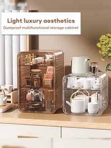 NewTide Acrylic Display Case Mug Storage Organizer Cup Organizer Rack Tea Coffee Display Rack Dustproof Display Case