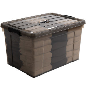 Large Home Use Plastic Storage Box with Handle Transparent Right Angle Storage Case Organizer Cover Hand Carry Box for Bedroom