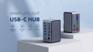 HAGIBIS U100 Ultra USB-C Docking Station: Integrated Dock RGB LED Strip Light M.2 Enclosure 8K Multi-Screen Gigabit Ethernet -  High-Speed Connectivity