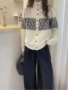 YUEZHONGWEI | Vintage Nordic Style Fair Isle High Neck Knit Sweater