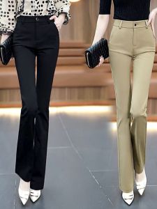 High Waist Wide Leg Casual Pants Womens Spring Autumn 2025 New Style Asymmetrical Commute Simple Pocket Detail Other Fabric