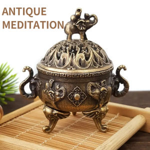 Mini Elephant Three Leg Incense Burner Sandalwood Metal Home Office Decor Therapeutic Incense Holder for Relaxation