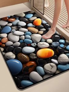 Thảm Chống Trượt Bằng Cao Su Mềm Nhiều Màu Sắc Mới 3D Nhỏ Đá Thảm Nhà Tắm Nhà Bếp Cửa Sổ Rửa Chén Thấm Hút Nhanh Khô