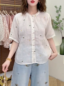 QINGNAER | Loose Summer Slim Fit Shirts for Plus Size