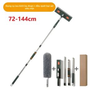 Dụng Cụ Vệ Sinh Cửa Sổ Kéo Dài 72-226CM Với Miếng Cọ Silicon Cây Lau Kính Cán Nhôm Dùng Cho Việc Lau Cửa Sổ Gia Đình
