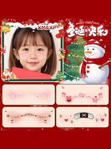 Adorable Christmas Childrens Makeup Stickers Washable Waterproof Cute Cheek Stickers Electrocardiogram Bell Design Face Patches
