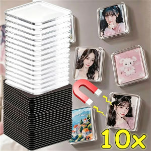 10Sets Handmade Creative DIY Acrylic Fridge Magnets Round Square Acrylic Note Fixed Magnetic Decor Sticker Home Souvenir Gift