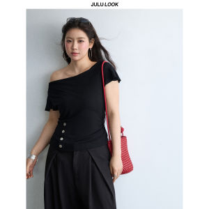 JULULOOK | Áo Thun Len Dáng Ôm Eo Tay Voan Xòe Cổ Xếp Ly Size Lớn