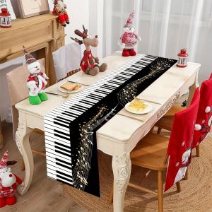 Piano Keys Printed Polyester Table Runner Washable Music Art Decor for Home Kitchen Dining Holiday Party Festival Supplies