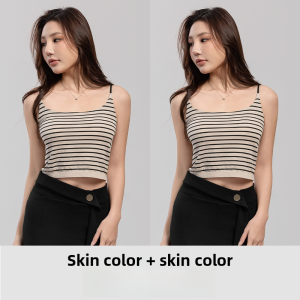 Miiow | Cat Woman Stripe Base Tank Top Women Spring Summer Beautiful Back One-Piece Underwear Strapless Seamless Inner Wear Outer Wear