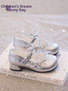 TONGMENGQINGTIAN | Childrens Performance High Heels Silver Princess Shoes Spring New Soft Soled