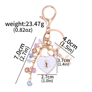 New Fashion Rhinestone Bow Key And Heart Lock Bag Keychain For  Women Bag Charm Key Chain Birthday Gift Jewelry