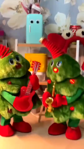 SKISOPGO ของเล่นต้นคริสต์มาสเต้นรํา แบบตั้งโต๊ะ พูดตามได้ การบันทึกเสียง ร้องเพลง ของขวัญ วันปีใหม่