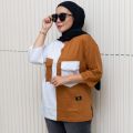 KAOS WANITA MIX DUA WARNA DENGAN VARIASI SAKU CANTIK TERBARU DARI FASHION TOP WANITA BERBAHAN KATUN COMBAT 20S //KAOS OVERSIZE FIT L DAN XXL. 