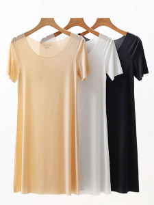 Váy Ngủ Mùa Hè Bằng Lụa Băng Không Đường May Dài Vừa Phải Cho Nữ Váy Ngắn Tay Siêu Mỏng Chống Ánh Sáng Bên Trong Váy Ngủ