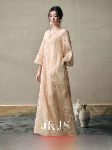 JK&JS | Đầm Cheongsam Lụa Linen Thêu Tay và Dye Hand