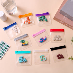 7pcs Portable Reusable Zippered Pill Pouch Medicine Jewel Organizer EVA Medicine Bags 7 Colors Transparent Pill Pouch Set Travel
