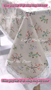 [110*160] Khăn trải bàn vải canvas VIỀN REN họa tiết HOA DÂY phong cách Nhật Bản nhẹ nhàng vintage [T008]
