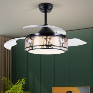 Fan Lamp Chinese Style Ceiling Fan Lights Invisible Fan Lamp Dining Room/Living Room Antique Bedroom with Electric Fan Fan Lamp