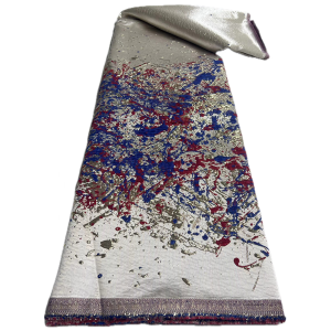 Vải Ren Lưới Jacquard Thêu Chỉ Nigeria Cao Cấp Đính Sequin Dùng May Vá Và Cho Các Dịp Cưới