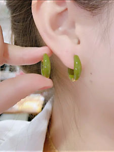 Green Drip Glaze round Circle Earring Womens Fashion Sensation New 2025 Alloy Geometric Hoop Earrings Fresh out Freshness