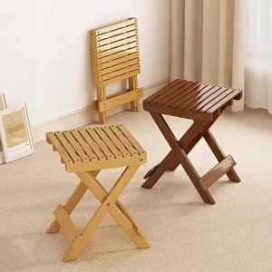 Folding Portable Stool for Camping and Fishing Solid Wood
