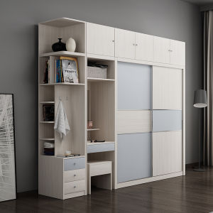 Scandinavian Sliding Door Wardrobe Minimalist Modern Plate Wooden Overall Sliding Wardrobe Door Sliding Door Sliding Door 1.6/1.8 M