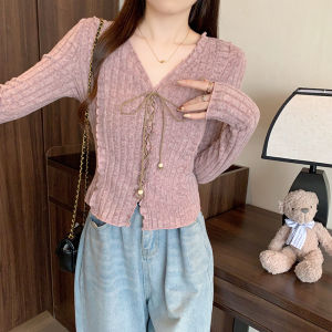 plus Size Knitted Top with Bow Tie Female Underwear Casual High Waist Patchwork Long Sleeve Hollow out Straight Cut Bodycon