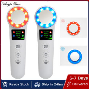 Hengfa Lina EMS Facial Massager Face Lifting Tightening Anti Aging Wrinkle LED Photon Red Blue Light Therapy Hot Cold Skin Care Tool