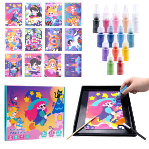 DIY Sand Painting Princess Animals Unicorn Series Sand Painting Cards Sand Art Kit Montessori Toys Educational Toys Kids Gifts