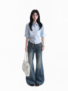 zuocisankon | Youthful Textured Fitted Short Sleeve Shirt
